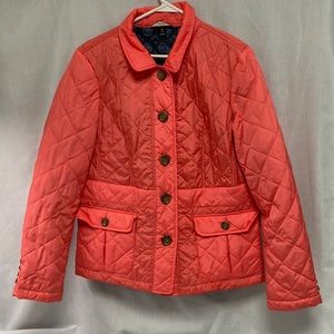 Lands End Coral Quilted Jacket M Lightweight Coat coral Button Front